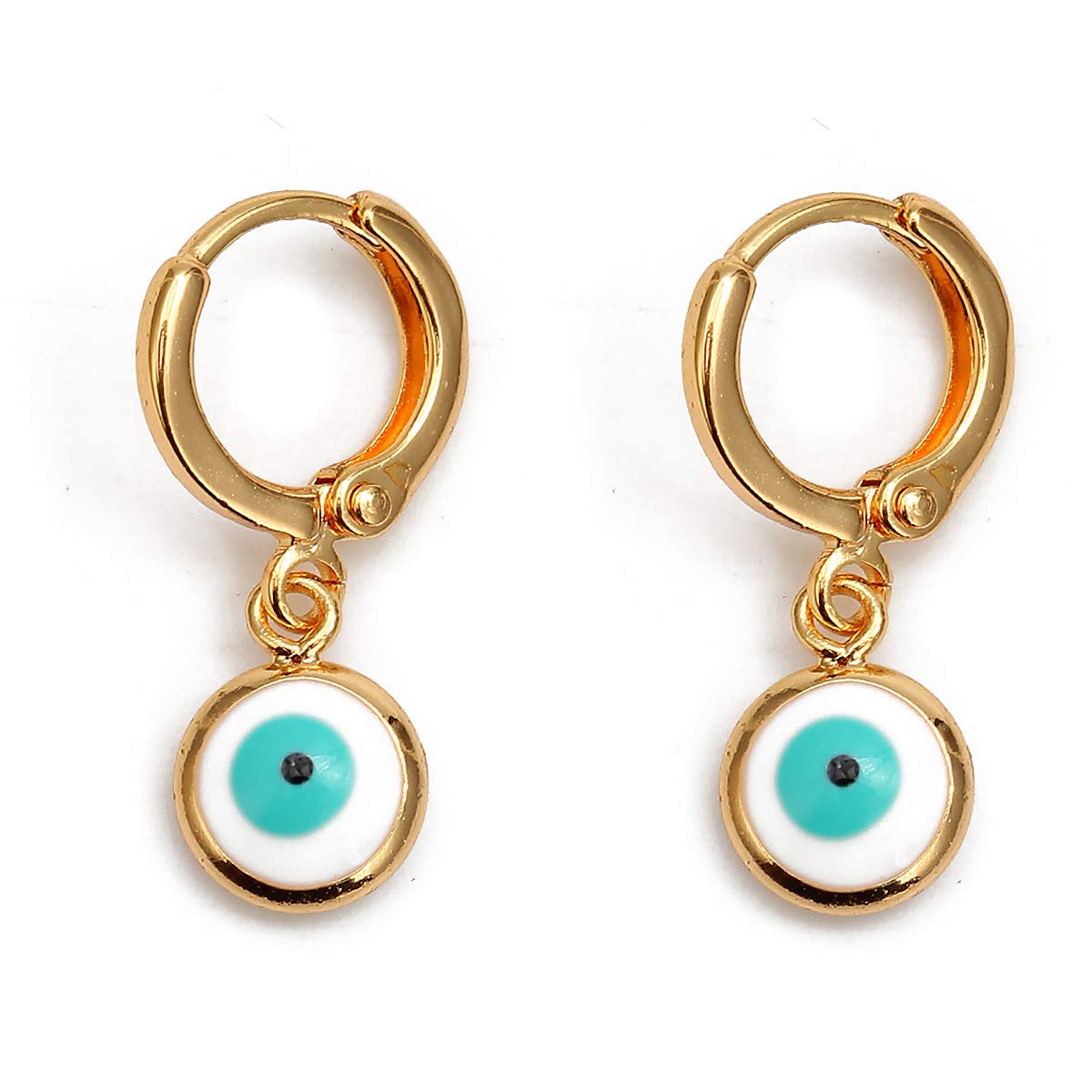 XUN Zhe Vintage Evil Eye Huggie Hoop Earrings Dainty Blue Eye Drop Dangle Hoop Earrings Minimalist Hypoallergenic Jewelry for Women Teen Girls (White) (B08QVJWGB8) Amazon Price History, Amazon Price Tracker