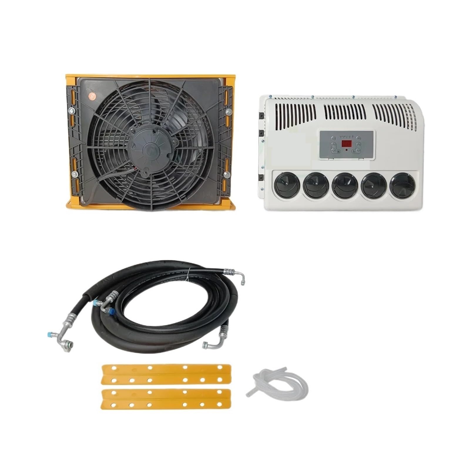 Wafohsr Yellow 12V Electric Refrigeration Parking Air Conditioner 12V Truck Split Conditioning 24V For Tractors Camper Van Rv Caravan Efficient Refrigeration(Yellow 12V)