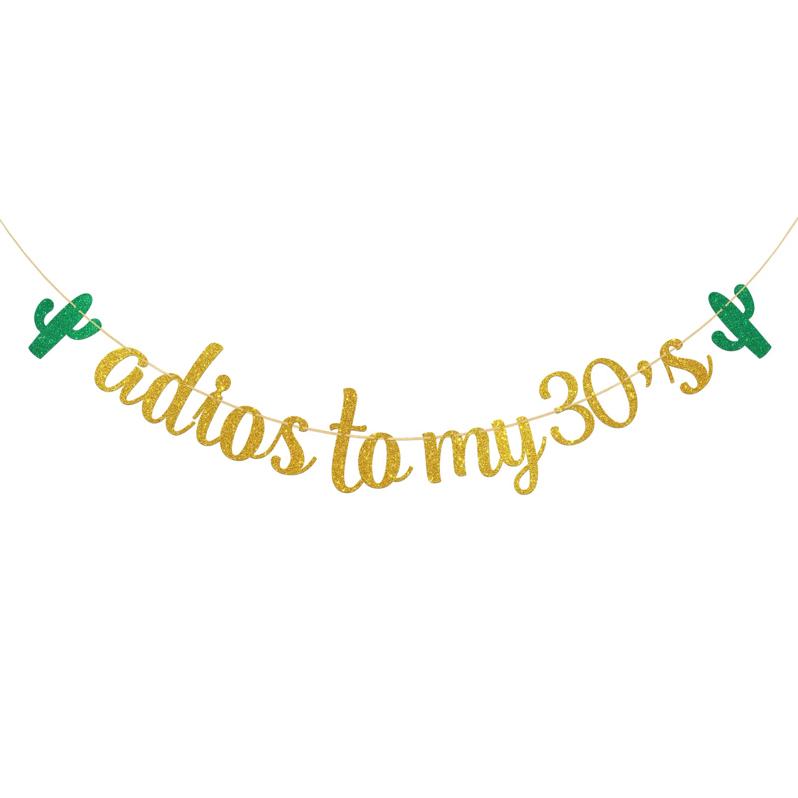 Adios to My 30's Banner - Mexican Gold Glitter 39th,40th Birthday Party Decoration for Women, Men - Mexican Fiesta Theme Birthday Party Supplies