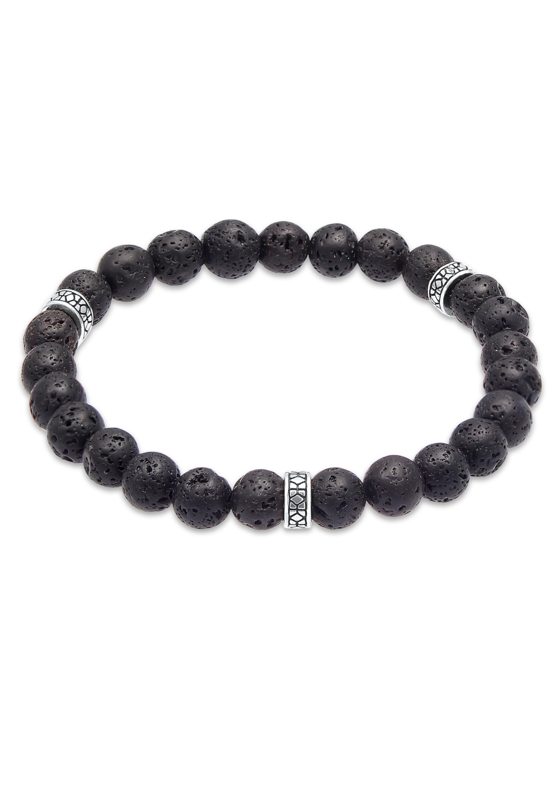 Kuzzoi Herren Lava Armband Edelsteinarmband 8 mm | Beads elastisch 19–21 cm