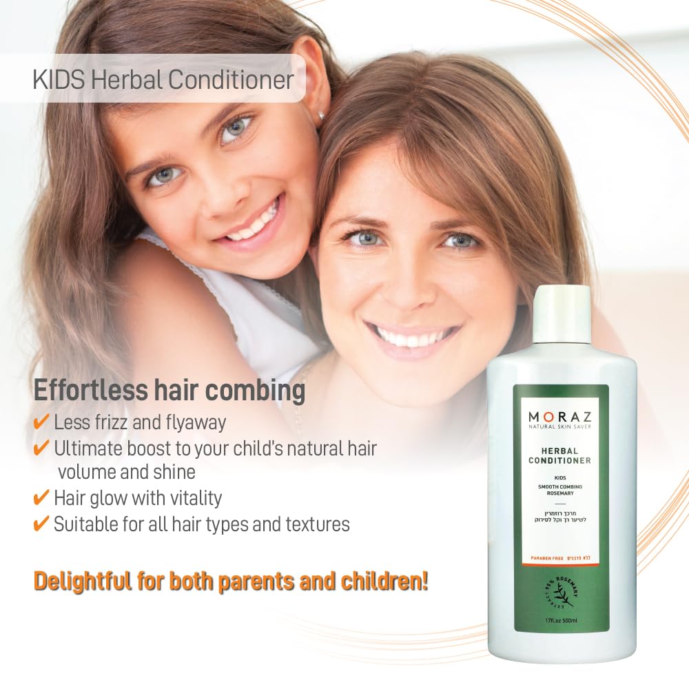 Moraz Natural Kids Conditioner - Gentle Defining Conditioner Made with Rosemary Extract, Hair Care Kids Conditioner for All Hair Types, Tangle Free, Moisturizing and Nourishing Hair, 17 FL. OZ - Image 4