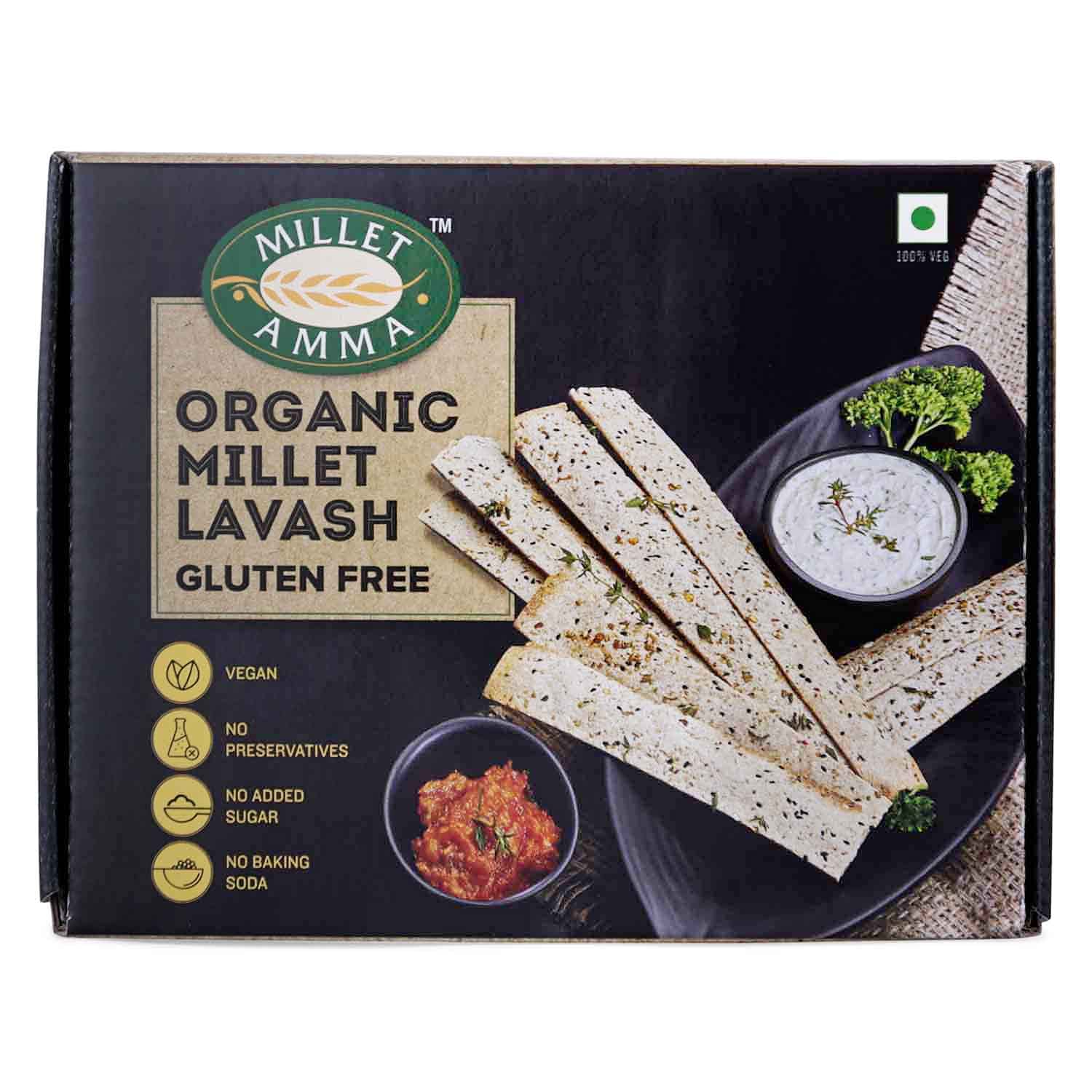 Millet Amma CERTIFIED Millet Lavash Gluten Free - 150 Gms Pack | 72% Millet Content | Ready to Eat | | Best Choice for Snack Time, Parties & Events | Healthy Millet Snacks | (B09DVVZWB5) Amazon Price History, Amazon Price Tracker