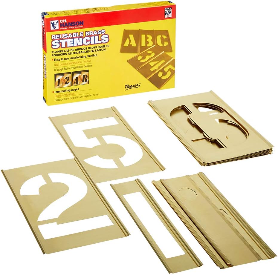 CH Hanson 10015 5" Numbers Stencil Set 15 pc