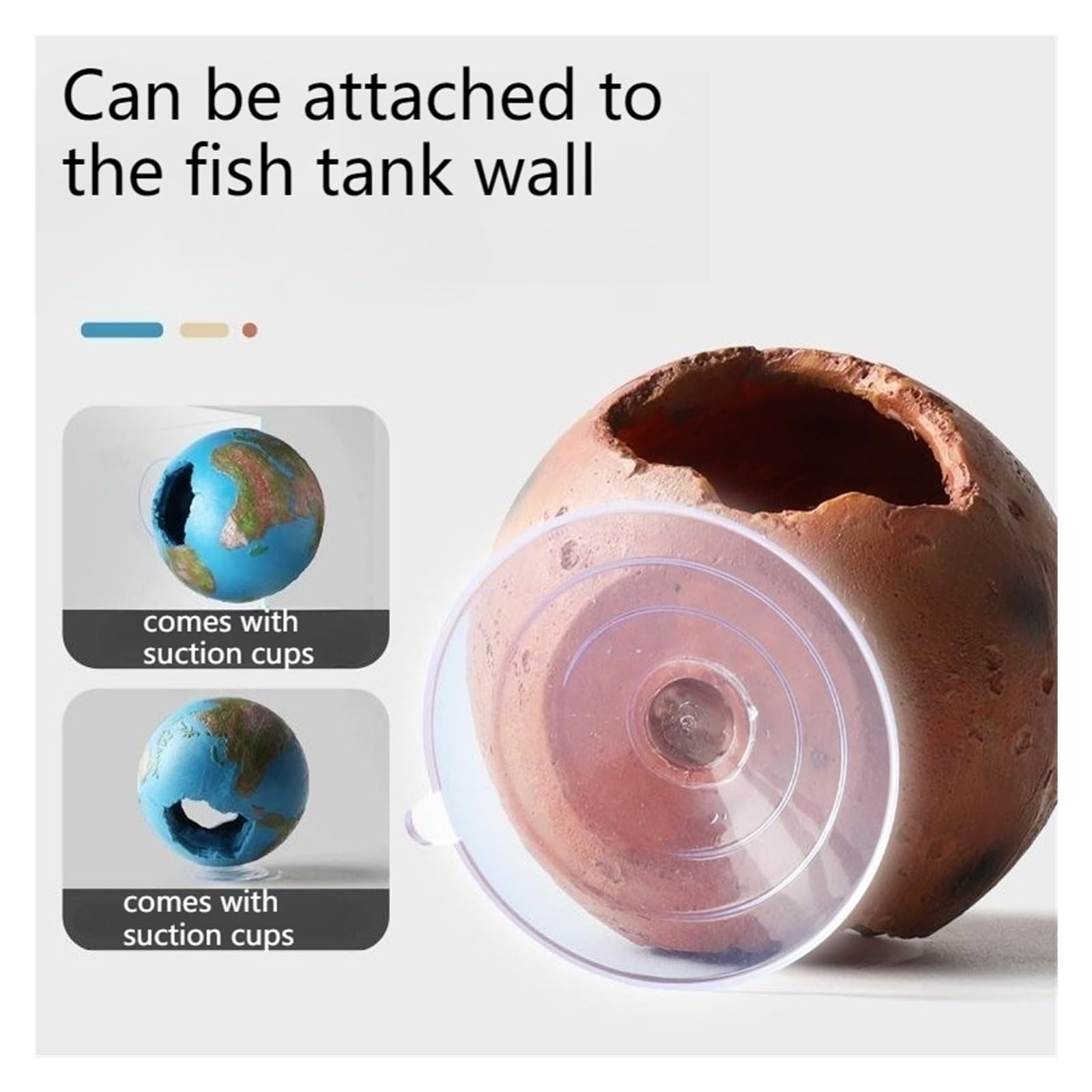 Grotte planétaire ventouse cachette petits poissons reptiles aquarium | La structure flottante suspendue ajoute des zones d'activité supplémentaires et des espaces d'abri ombragés fermés(Mars)