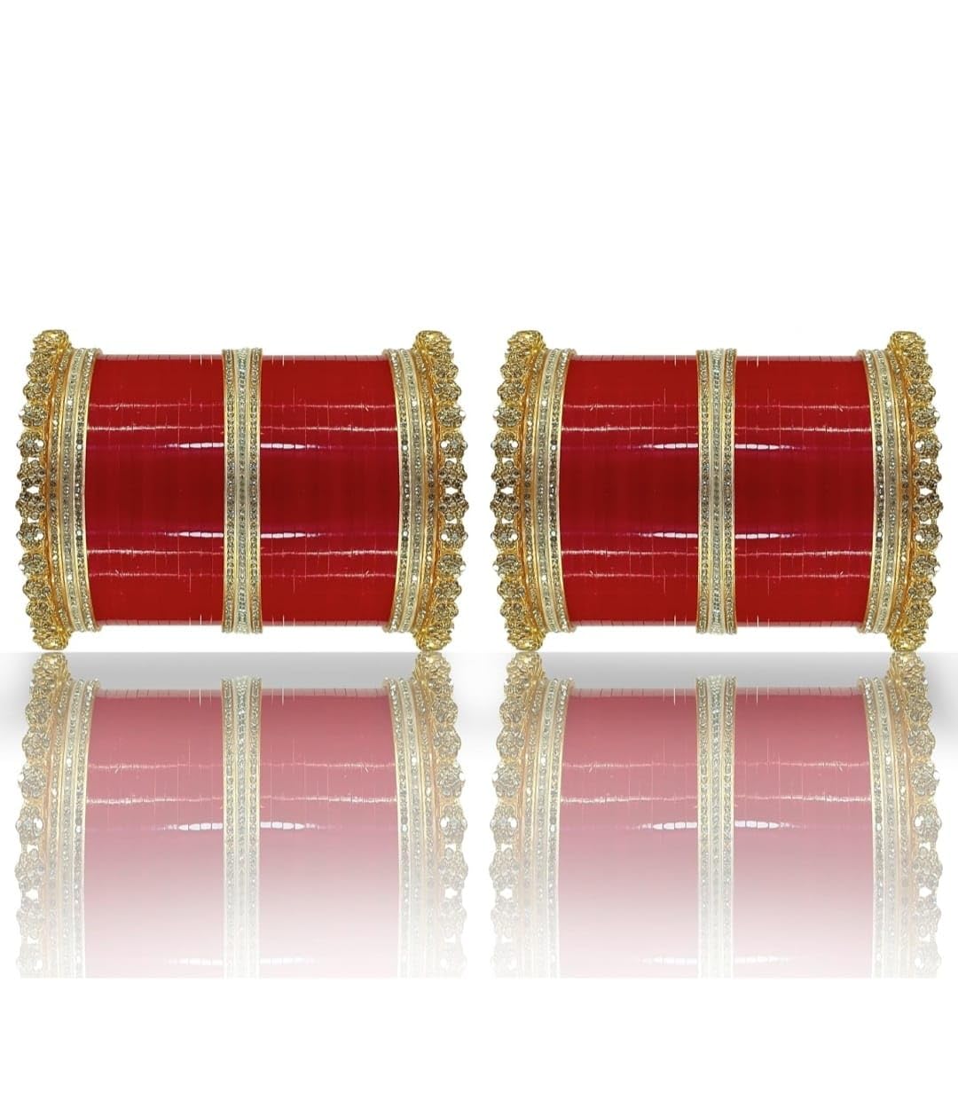 Zoonic Womens Traditional Handcrafted Bridal Punjabi Chuda Bangles Set for Anniversary & Wedding (Red Golden-2.10) (B0D292F1PC) Amazon Price History, Amazon Price Tracker