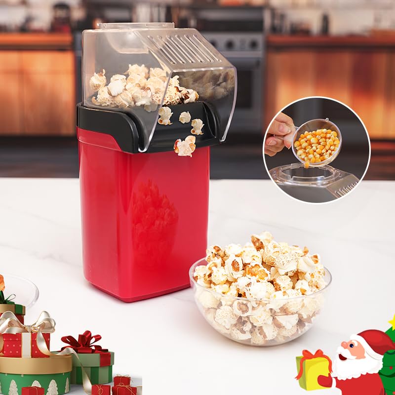 Euroxy 1200W Palomitero,Popcorn Machine de Aire Caliente,Máquina de Palomitas de Maíz,Palomitas de Maíz listas en 3 minutos,Preparación sin Aceite,para Noches de Fútbol y Fiestas de Navidad