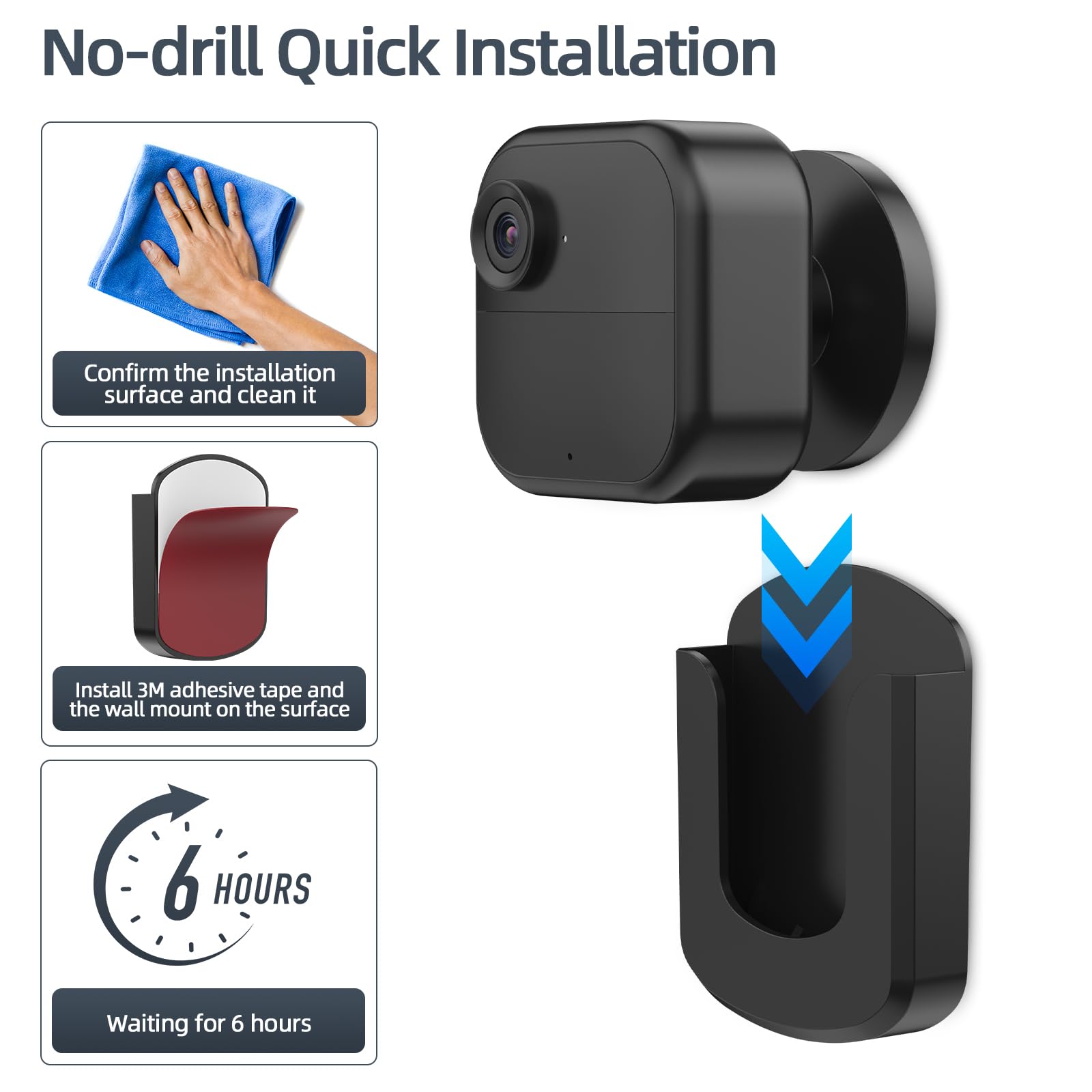 Paquete de 3 soportes de pared para cámara Blink sin taladrar, sin tornillos, soporte adhesivo para cámara Blink Outdoor 4 / Blink Mini/Mini 2 / Blink para cámaras interiores, fácil de instalar