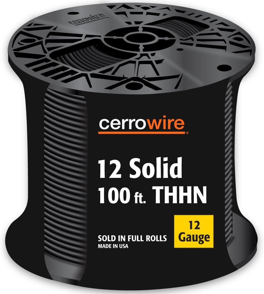 Cerrowire 112-1671CR 100-Feet 12-Gauge Solid THHN Black Wire