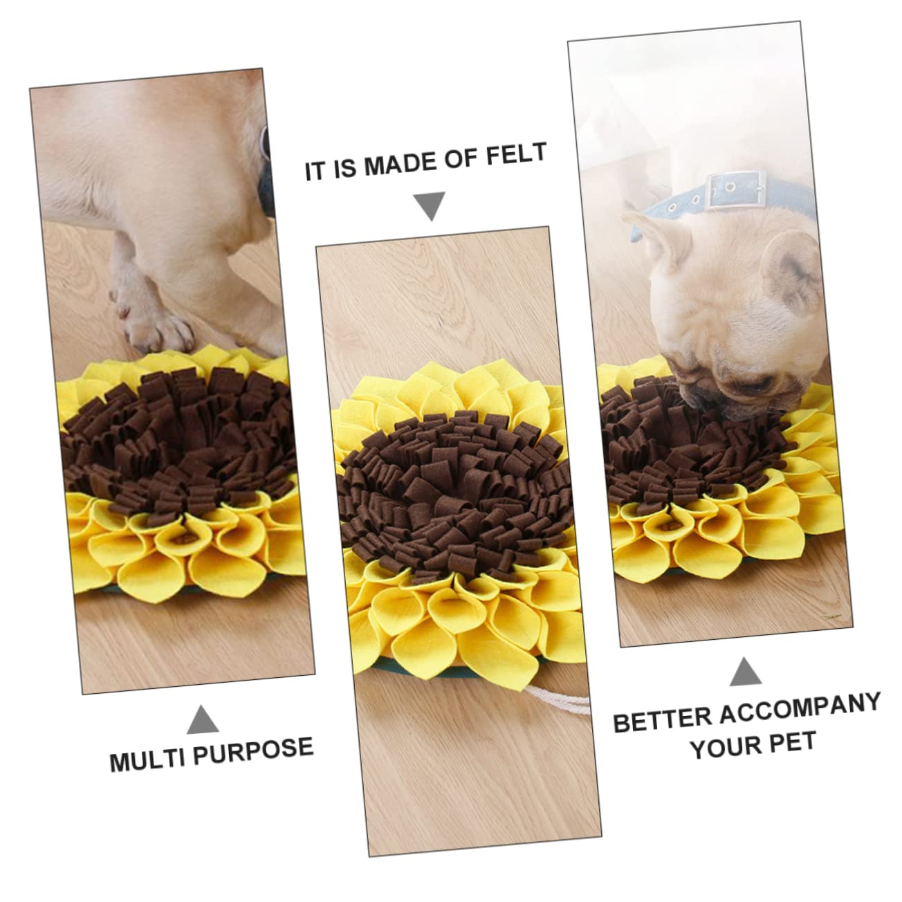 POPETPOP 3st Pet Sniffing Pad Schnüffelmatte Für Haustiere Interaktives Spielzeug Für Hunde Welpe Frisst Langsam Matte Langsamfütterungsmatte Für Hunde Verstopfte Nase Filzstoff Sonnenblume