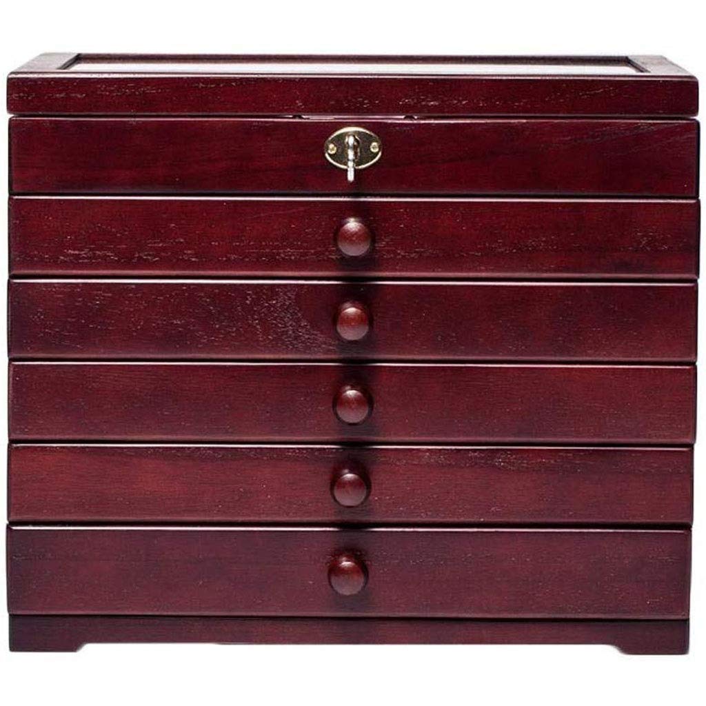 OZBMA Jewelry Box - Wood Wooden With Lock Storage Large Capacity Multi-layer
