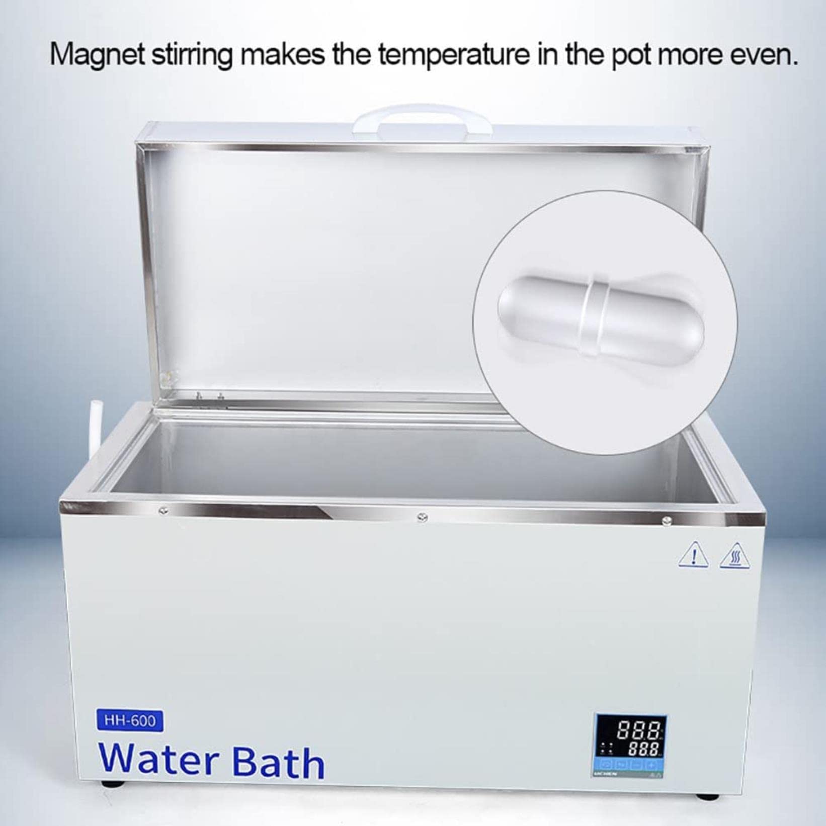 Baño María termostático digital, tanque interior de acero inoxidable de 8 orificios, pantalla digital, equipo de laboratorio, temperatura ambiente de hasta 100 °C, temporizador de 0 a 999 minutos, f