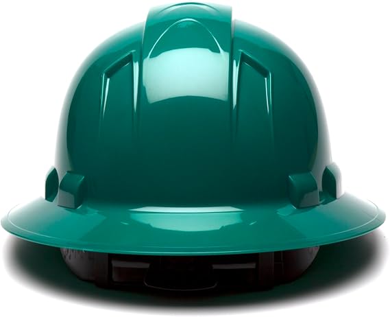 Pyramex Ridgeline Full Brim Hard Hat 4 Point Ratchet Green
