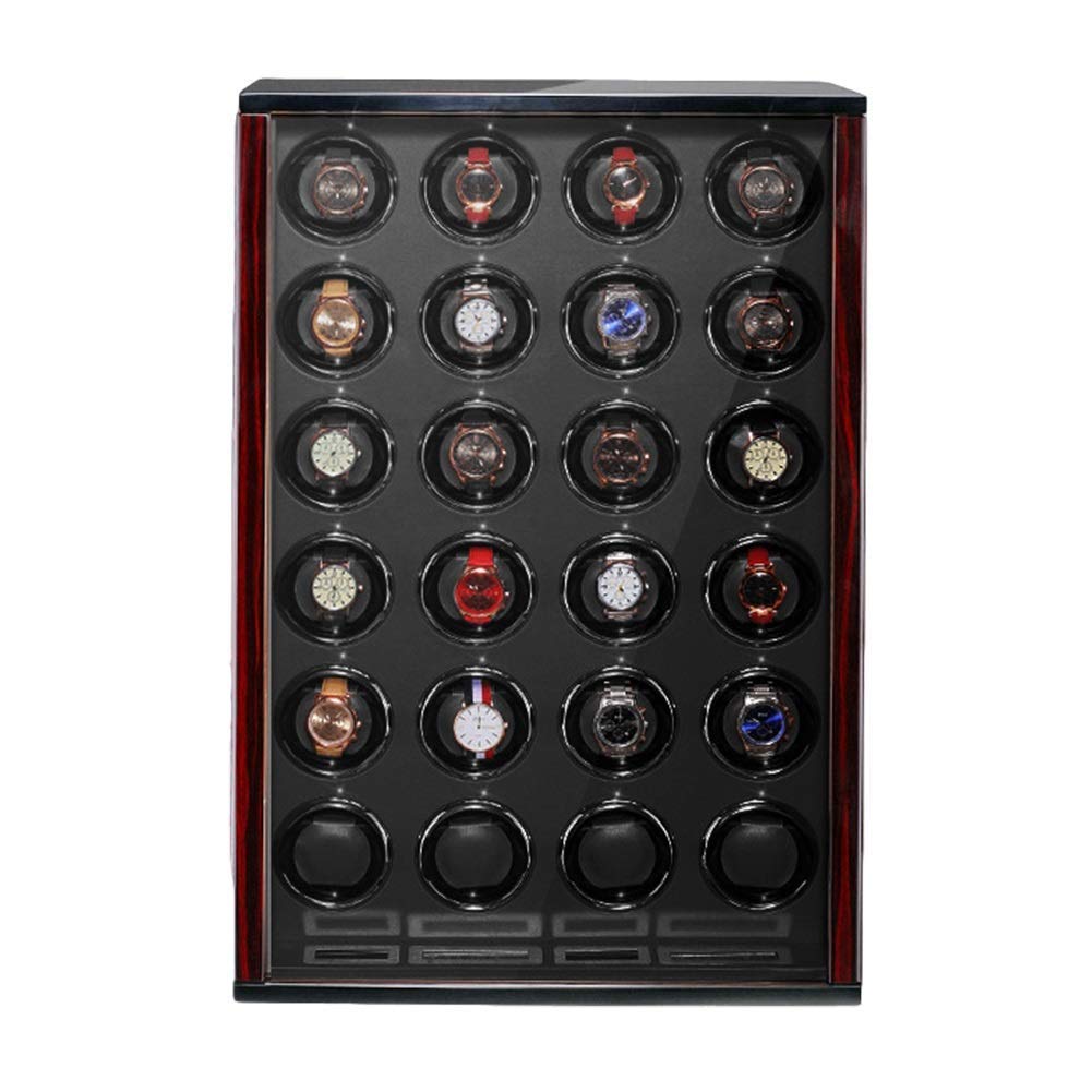 Caricatore Automatico per Orologi in Legno con Illuminazione a LED Integrata, Display LCD, Cuscini Regolabili per Orologi da Uomo e da Donna. 4+0, 4+0, 4+0，4+0