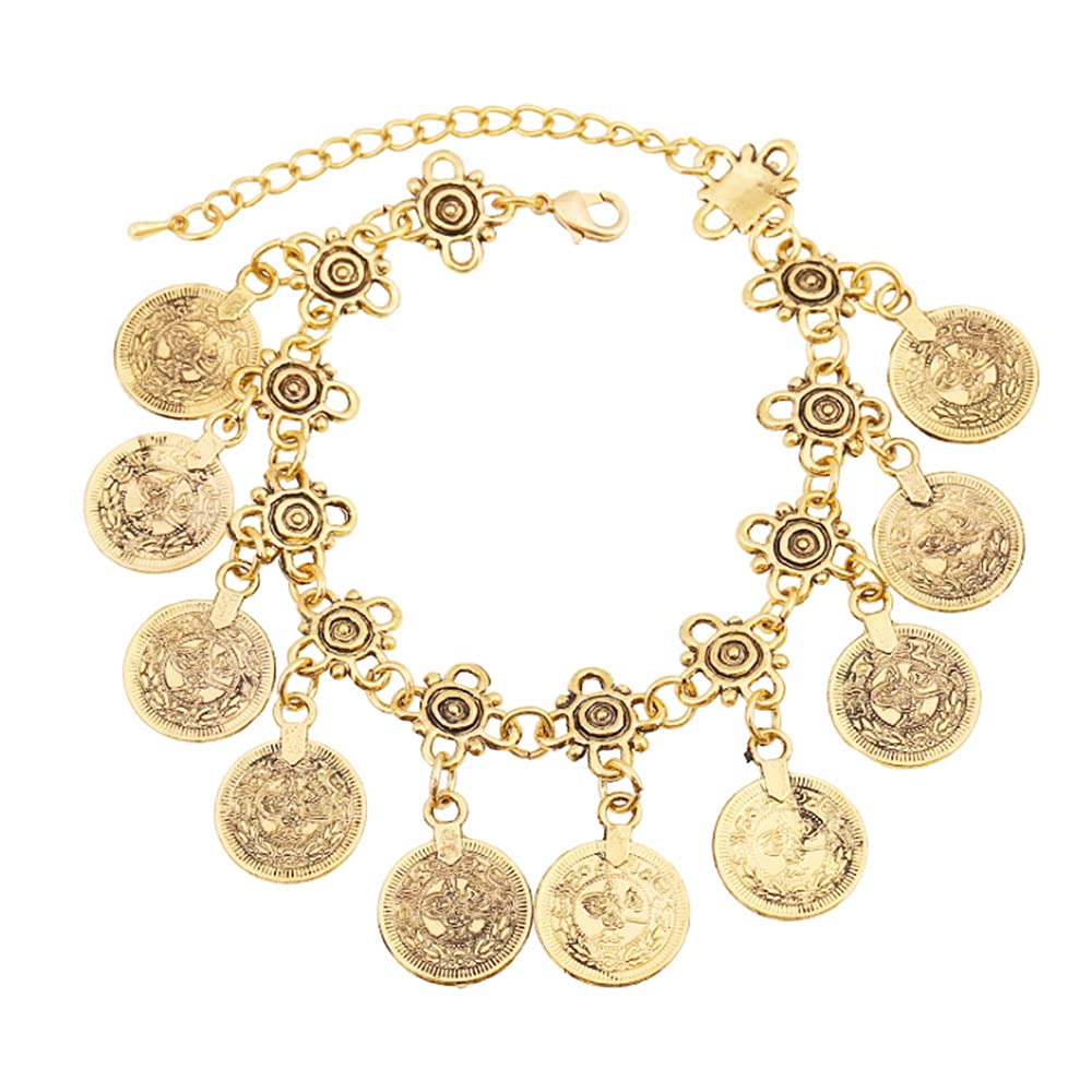 Adjustable Charming Bohemian Coins Bracelet Summer Boho Tassel Barefoot Beach Foot Chain Anklet Fashion Jewelry for Women