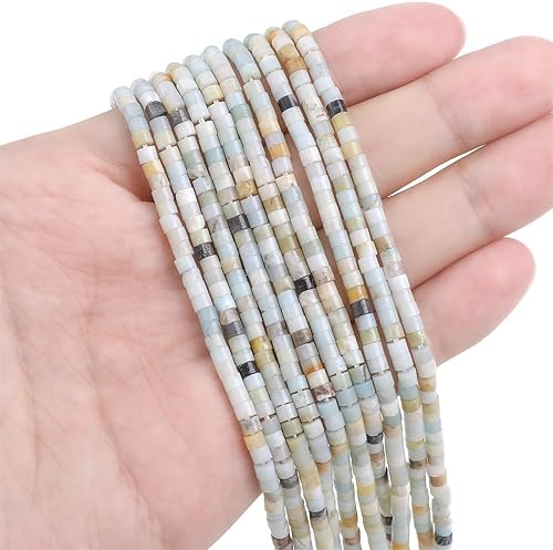Miniatura 3 de Cuentas espaciadoras de amazonita natural, cuentas planas y redondas sueltas para hacer joyas de abalorios de 0.118 in x 0.079 in 15.0 in