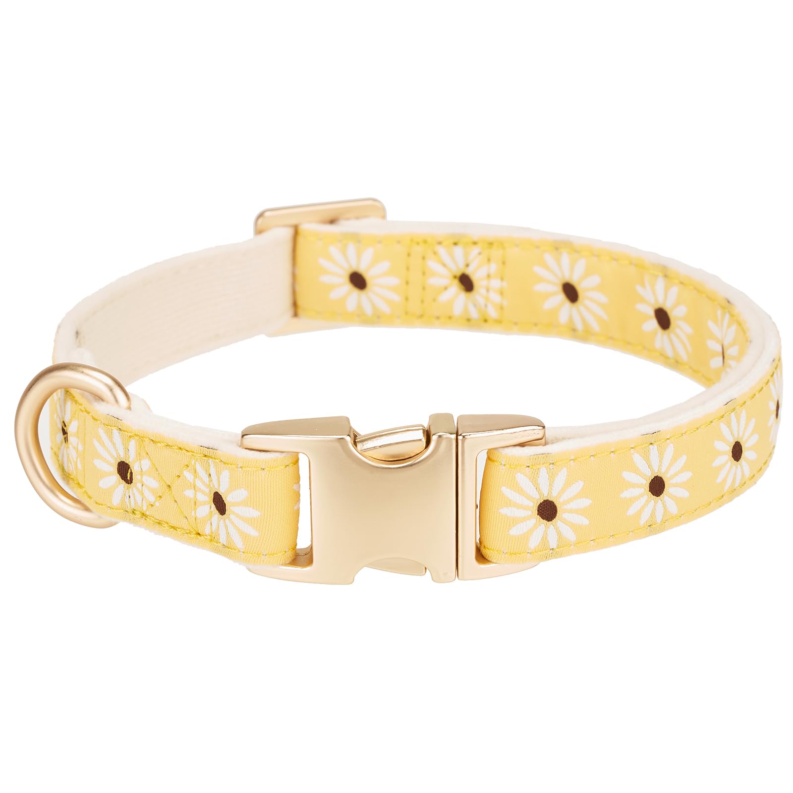 YUDOTE Collare per cane in morbido velluto a coste con nastro jacquard a motivi floreali per cani di taglia grande, uso quotidiano, giallo