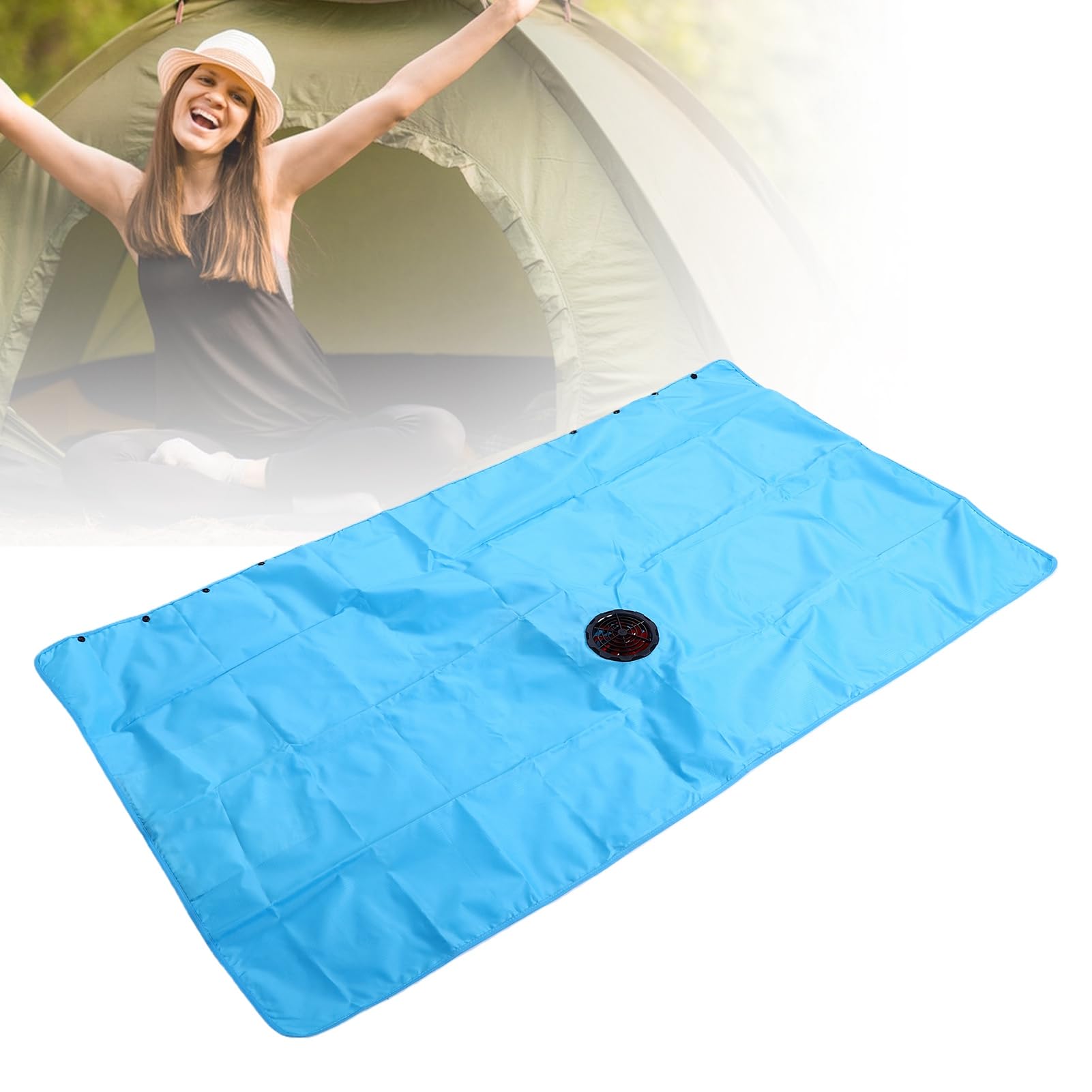 Kühldecke mit Ventilator, USB-Kühlventilatordecke aus Polyester-Seide, 140 X 75 cm, 3-Gang-Verstellbarer Luftstrom, Waschbares Design für Camping, Sofa, Bett, Strand