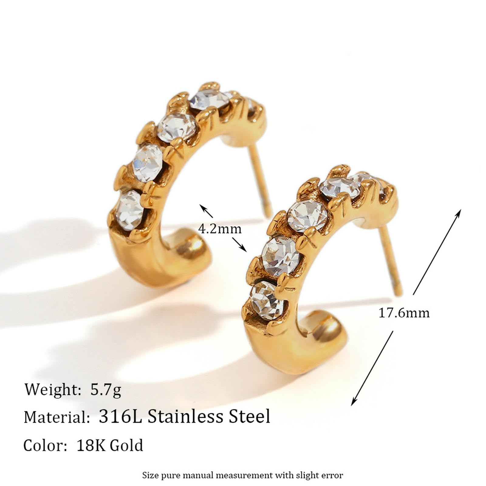 WBDWWTD Französische Vintage-Ohrstecker für Damen, 18 Karat vergoldeter Edelstahl, Wirbelstreifen, polierte Ohrringe, Geschenk
