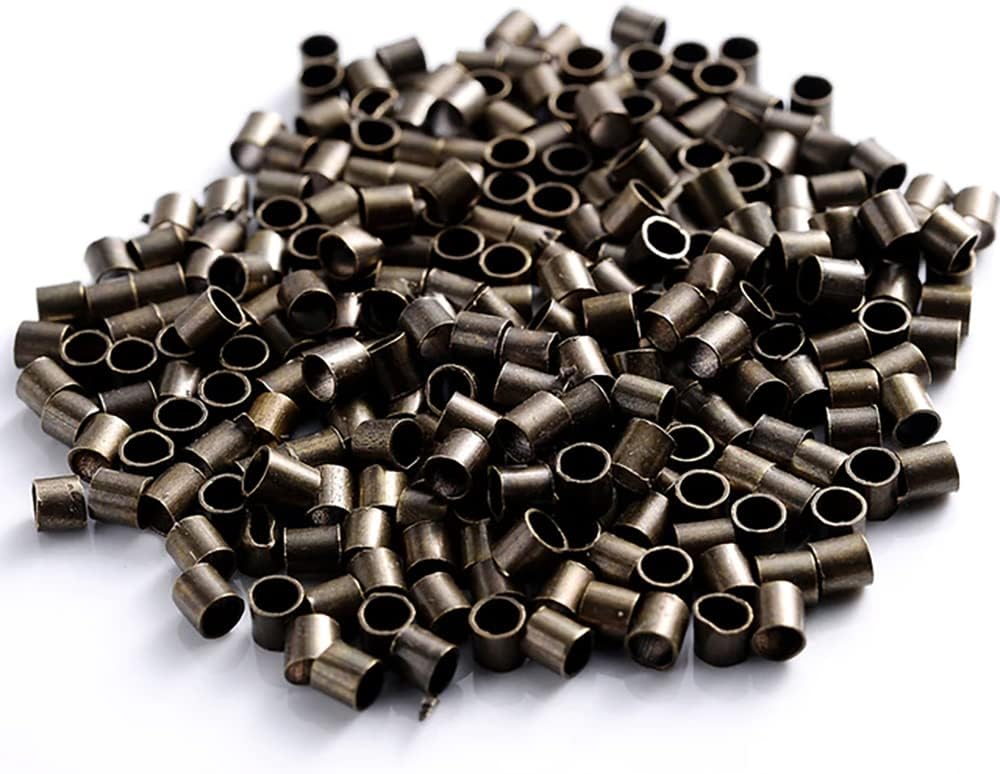 100pcs 2mm Jewellery Crimps Tube Beads Findings Earrings Making Kit (Antique Bronze)