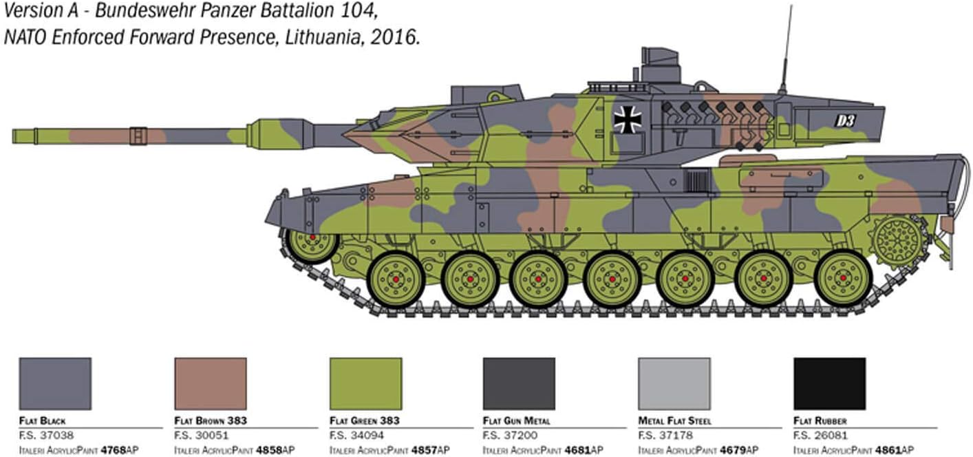 Italeri 6567S 6567S-1:35 Leopard 2A6, Model Building, Building kit, Stand Model Making, Crafts, Hobby, Gluing, Plastic kit, unpainted