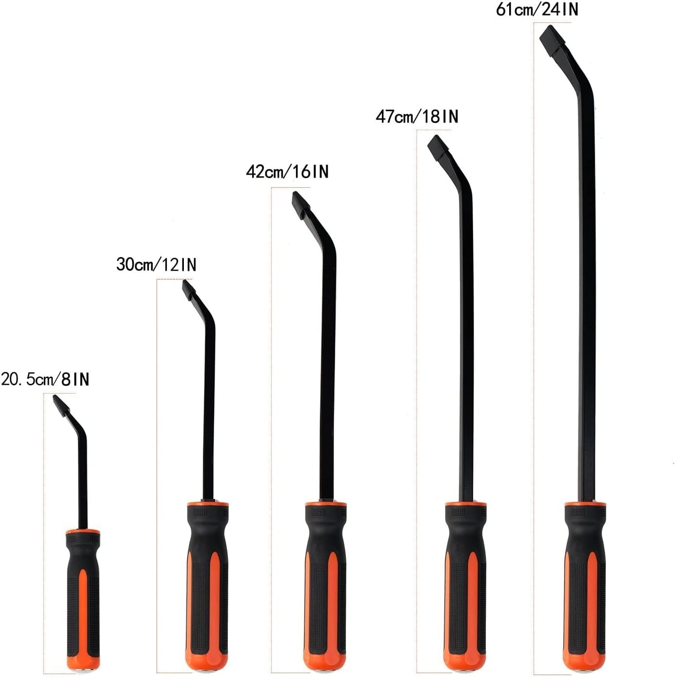 HARDK Heavy Duty Pry Bar Set of 5, Mechanic Hand Tools, Utility Pry Bar Set, Thicker Strike Cap Handle, Includes 8”,12” - Image 2