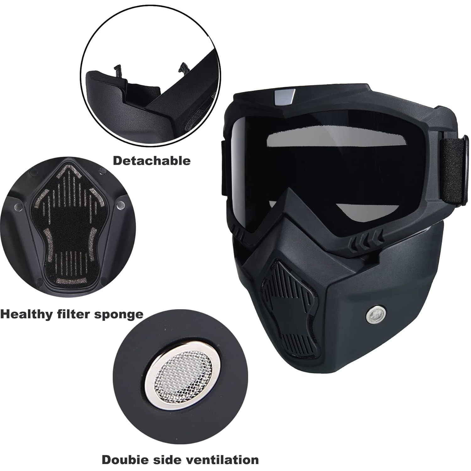 Paintball Mask Anti Fog, Full Face Tactical Mask Goggles Detachable for Motorcycle Cycling Skiing Halloween CS Game Cosplay (Black) 1