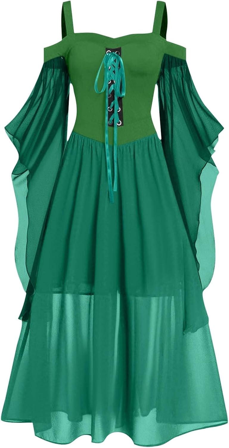 Medieval Dress for Women Renaissance Dresses Gothic Corset Halloween Witch Costume Plus Size Fairy Dress