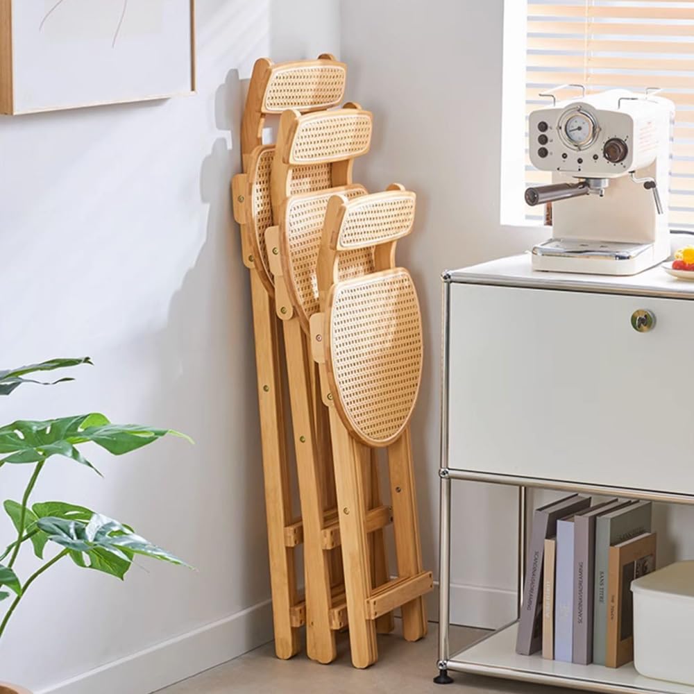 Taburetes de bar de cocina plegables de bambú con soporte para la espalda, taburete alto portátil para barra de desayuno, no necesita instalación, color primario, 30 pulgadas