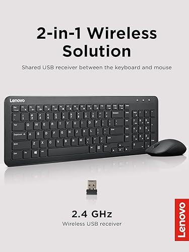 Miniatura 5 de Lenovo Teclado y mouse combinados inalámbricos 300, receptor Nano USB-A de 2.4 GHz, baterías incluidas