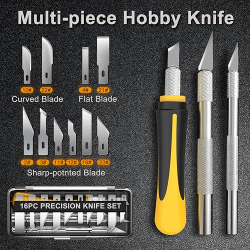 image for BaBaYang Exacto Knife Set, 16-Piece Hobby Knife & Precision Knife Set,