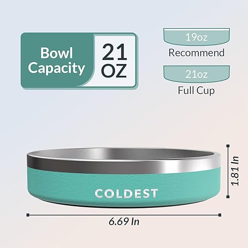Vista 272 de Coldest Cuenco de metal antioxidante, antideslizante, 3 capas aisladas, acero inoxidable, perro, gato, mascota, antiderrames, sólido, para agua