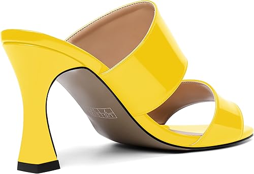 Miniatura 5 de SKYSTERRY Zapatos de tacón alto para mujer, con punta redonda, puntera abierta, charol, carretes de boda, 3.3 pulgadas