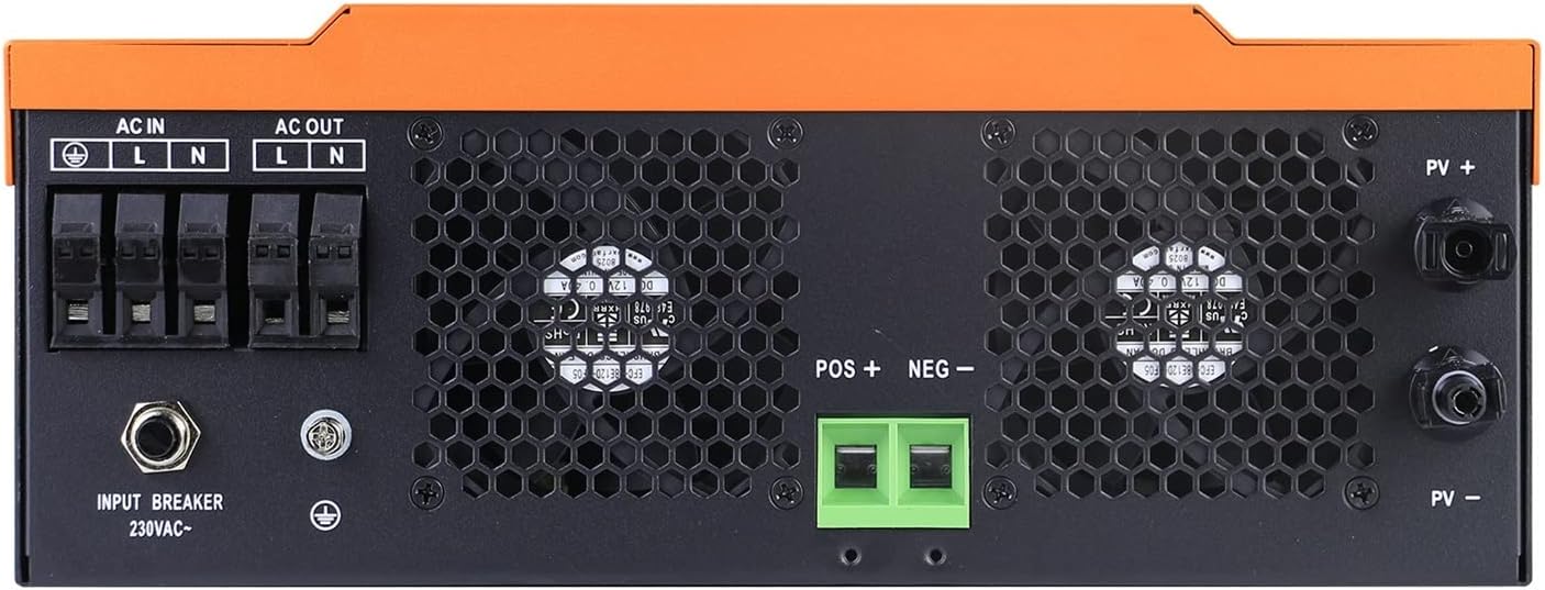 Rear panel connections of the ACE4U 6.2KW Hybrid Solar Inverter