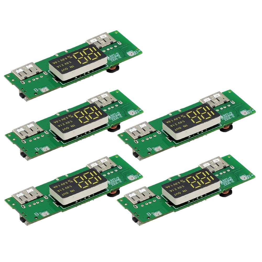 5Pcs 5V 2A 1A Dual USB Circuit Board Digital LCD Display Module