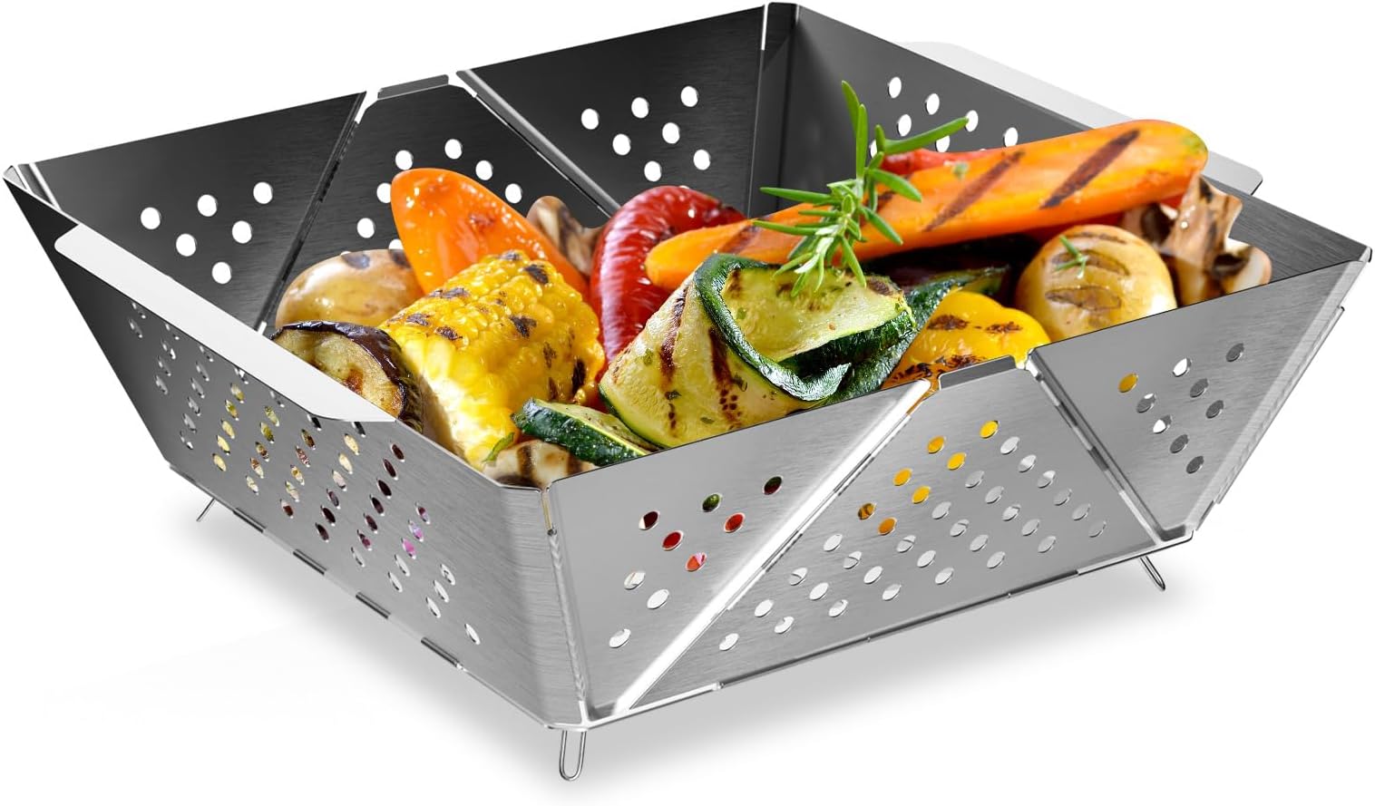 BBQ Grillschalen 2er Set Aus Edelstahl - Perfekter Grillkorb Für Gemüse, Fisch & Fleisch