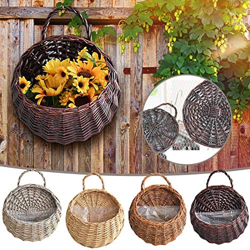 Zey Hanging Planter Basket Set, Handmade Of Natural Wicker Round Planter Pots Decor, Flower Plants Wall Storage Woven Rope Baskets For Garden, Outdoor, Indoor, Balcony Patio, Home Decor (Color-01) #TOP3