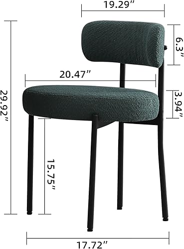 Miniatura 2 de DYHOME Juego de 2 sillas de comedor verdes, sillas de comedor modernas de mediados de siglo, sillas de comedor de cocina, respaldo curvado, silla de