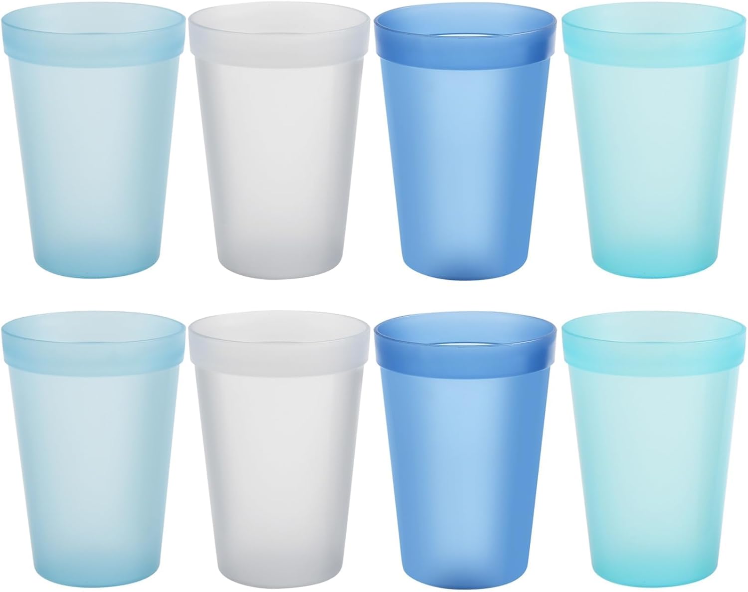 Blwan 8-Pack Small 8.5oz Plastic Cups, BPA-Free Reusable Juice Cups, Microwave & Dishwasher Safe, Translucent Assorted Colors, Stackable for Kids, Breakfast, Party & Daily Use