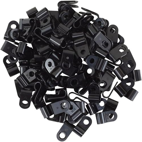 Miniatura 3 de GTSE Abrazaderas de cable de plástico de nailon negro, soportes de tornillo de 316 pulgadas para cable, cuerda, gestión de tubos, paquete de 100