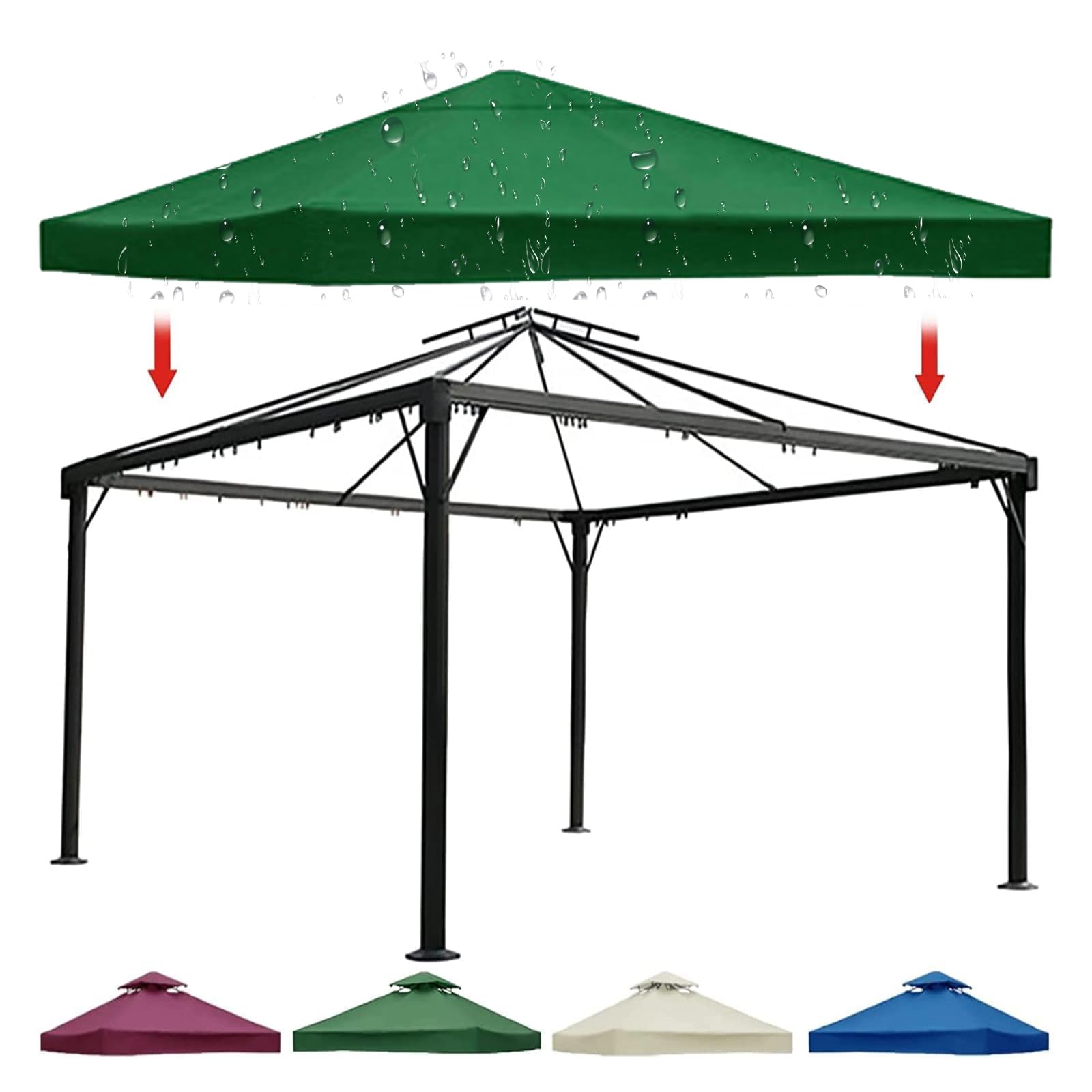 Bâche de rechange 3x3m imperméable Oxford 310g m² pour réparer votre toit de tonnelle