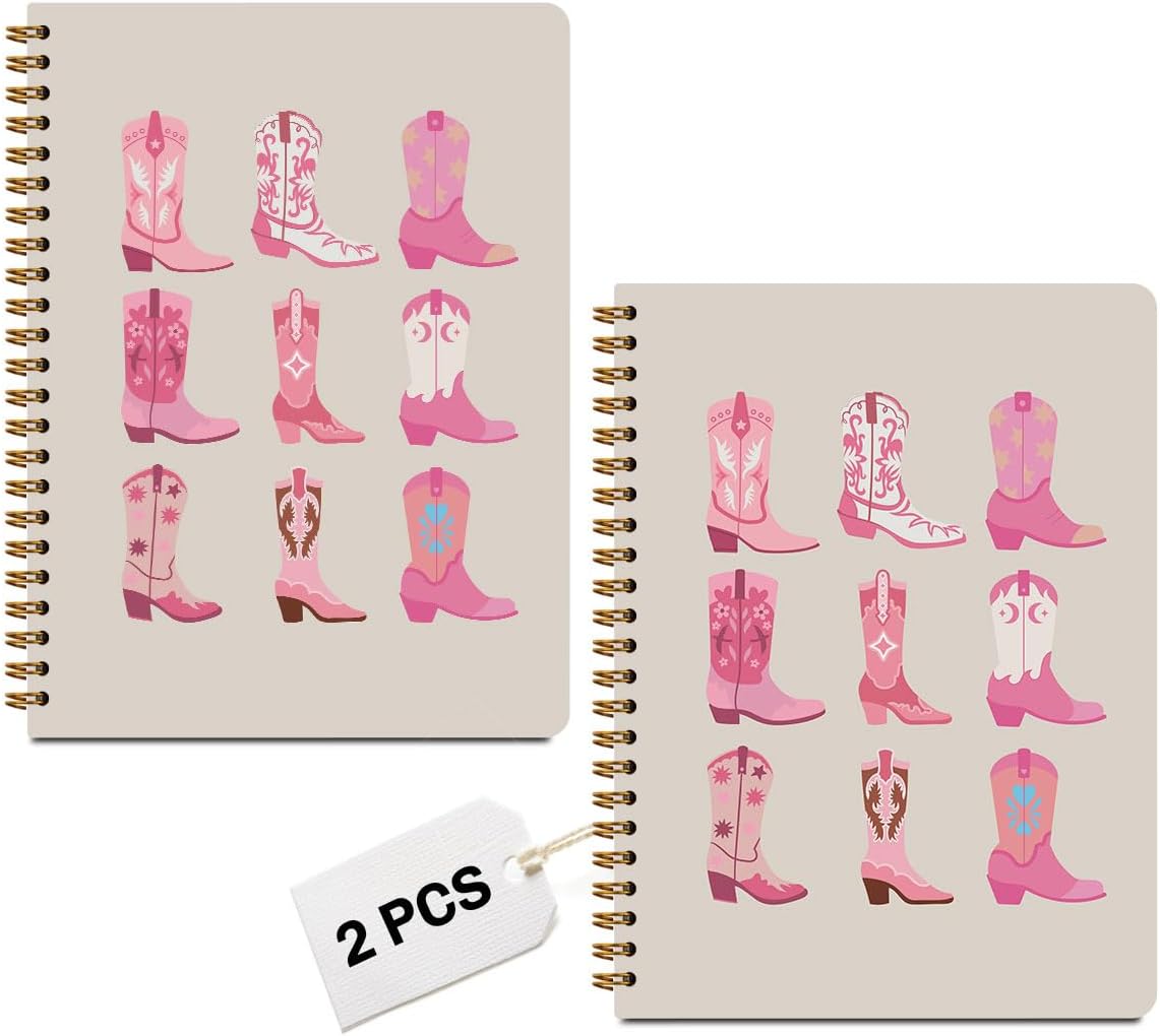 2 PCs Purple Bow Spiral Notebook Cute Coquette Journaling Notebooks Trendy Preppy Aesthetic Design Note Book Writing Journal Hardcover Notebook Classroom Office Supplies Gifts for Women Teen Girls