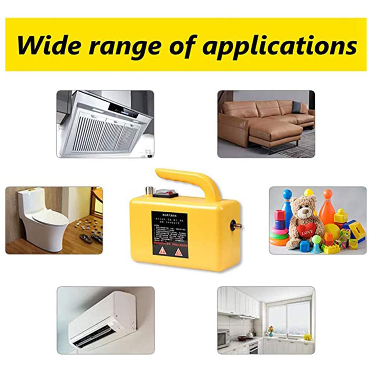 Pulitore a Vapore Portatile ad Alta Temperatura per mobili per Uso Domestico, Pulitore a Vapore Portatile Multifunzione per Sedile per Auto WC da Cucina,Yellow-220v