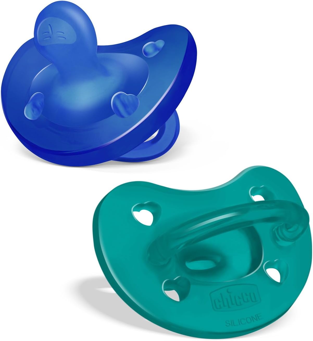 Chicco PhysioForma Silikon-Schnuller 16-36 Monate, weiches und sanftes Schnuller-Set, unterstützt die physiologische Atmung und fördert die richtige Entwicklung des Mundes, hellblau