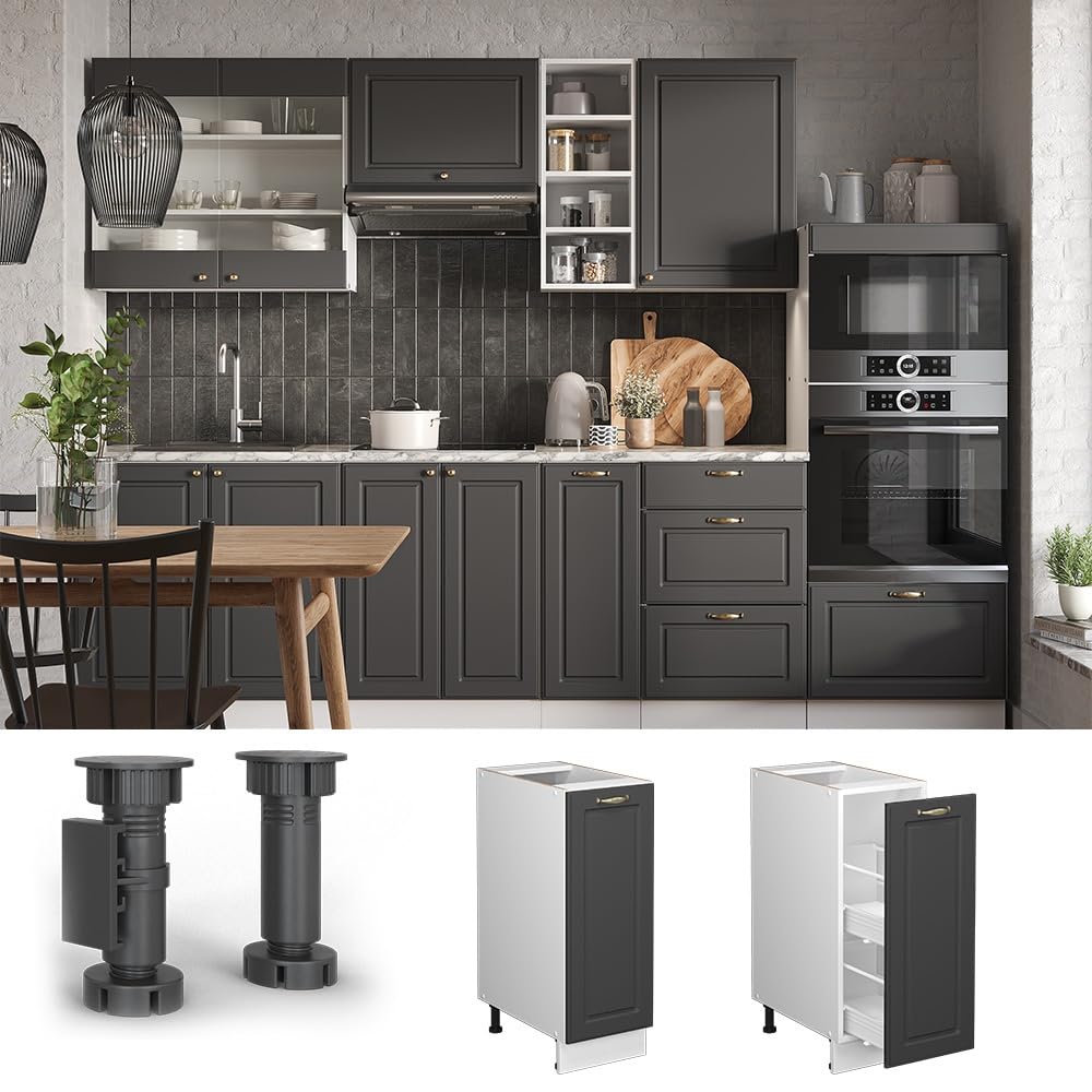 Vicco Colonna dispensa cucina Fame-Line, Antracite-oro, 30 cm