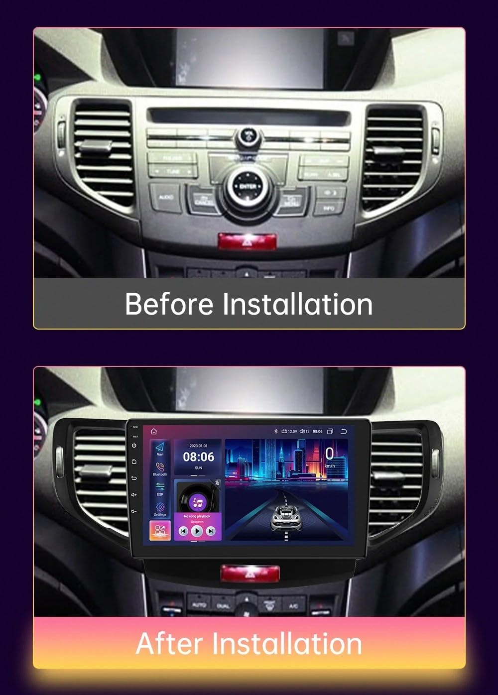 Radio Samochodowe dla Honda Accord 8 Spirior Acura TSX 2007-2012 Przenośne Radio Samochodowe Z Ekranem Dotykowym Hd, Funkcją Mirror Link I Carplay;, 8 Rdzeń 8G+256G