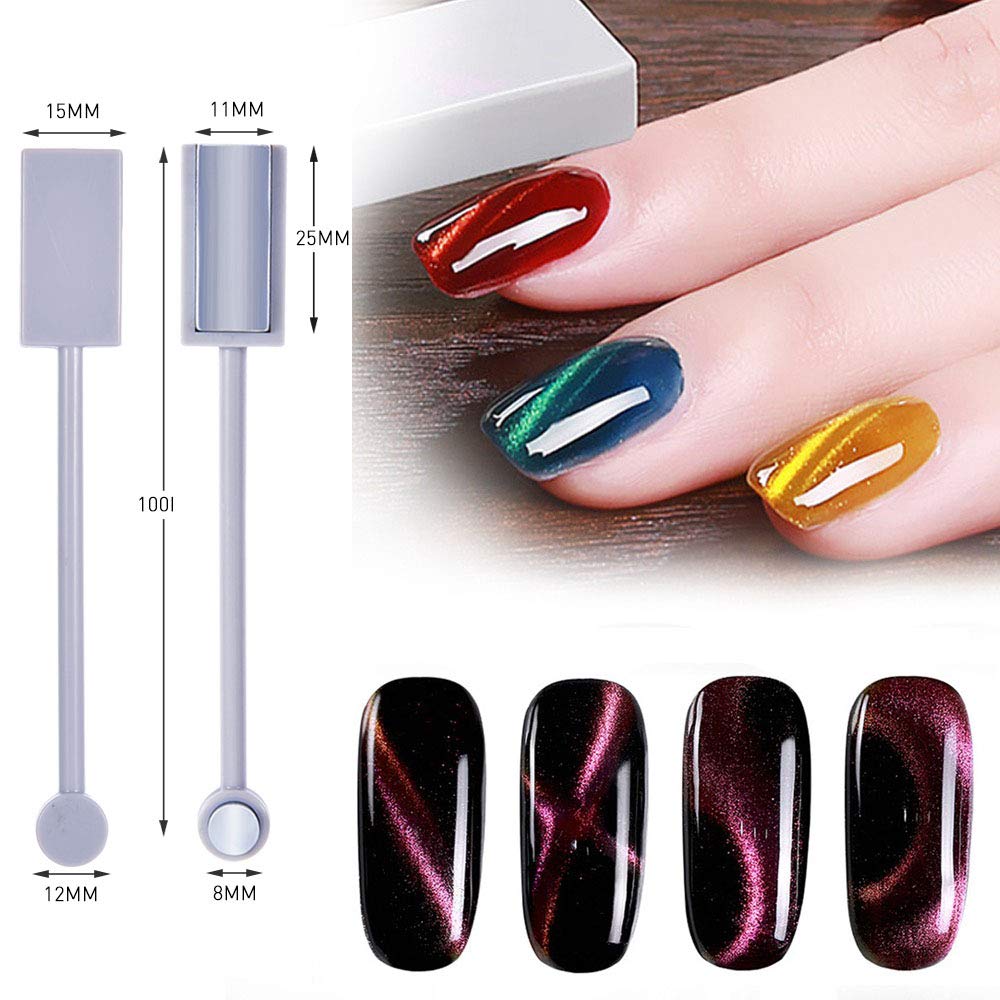 6Pcs Nail Art Magnetic Pen Set 3D Cat Eye Design Dual-Ended Magnet Wand Gel Nail Polish Magic Manicure DIY&Salon Tools