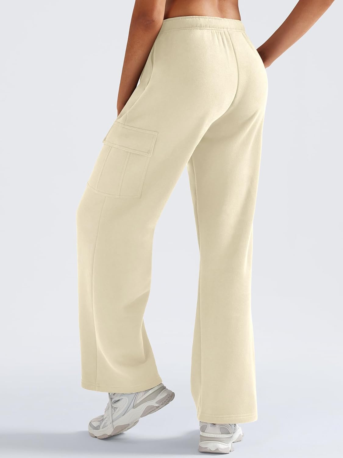 YEOREO Sweatpants Womens Cargo Pants Fleece Lined Wide Leg Joggers Baggy Drawstring Nairi Sweat Pants with Pockets - Image 7