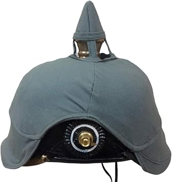 warreplica Prussian Pickelhaube Helmet Cover Replica - WWI German M1914 Feldgrau Cotton Canvas - Headgear Accessory for Displays, Pickelhaube Preservation - Fit for Leather German Spiked Helmets
