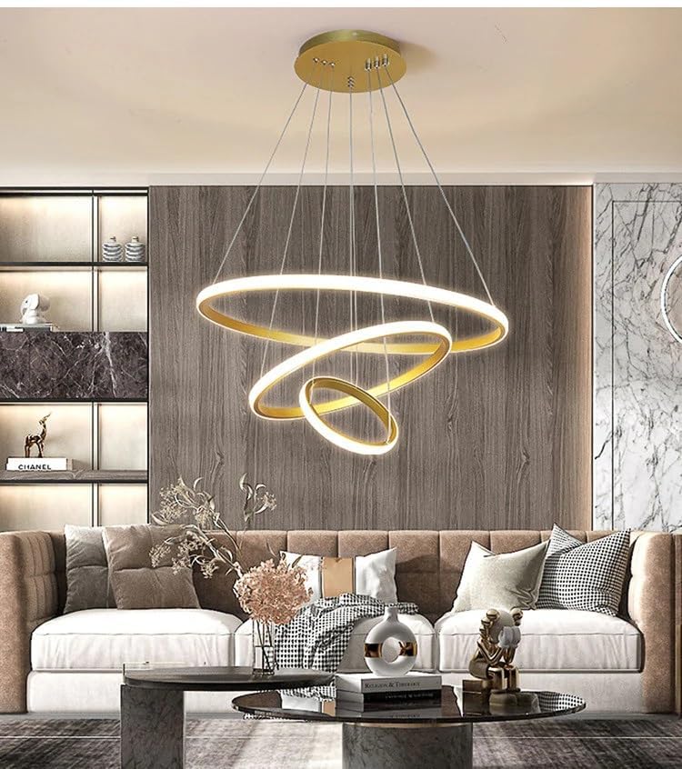 swanart Modern LED Chandelier, Dimmable 3-Ring Pendant Light Height Adjustable Hanging Ceiling Lamp for Living Room, Dining Room, Bedroom (B0DFHG5W7N) Amazon Price History, Amazon Price Tracker