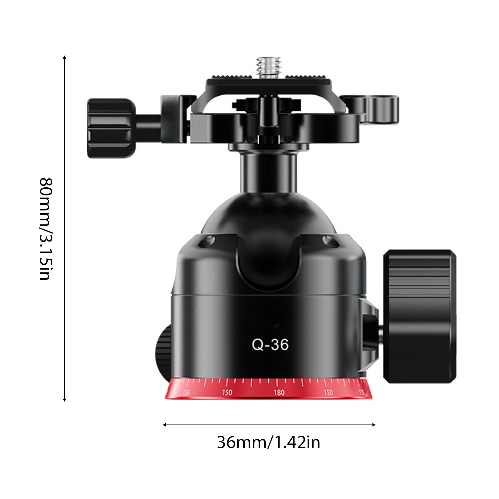 Garsent Testa a Sfera per Treppiede, Testa a Sfera per Treppiede a Basso Profilo 36 Mm con Piastra di Rimozione Rapida da 1/4 ", capacità di Carico Fino a 15 Kg, Panoramica Rotante a